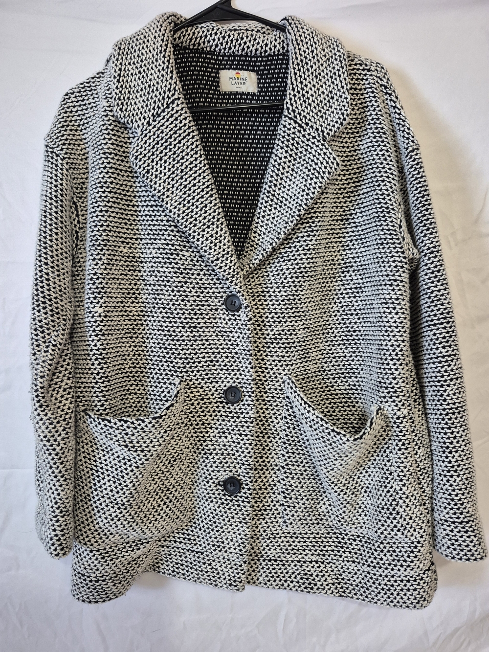 Marine Layer Black and White Birdseye Blazer